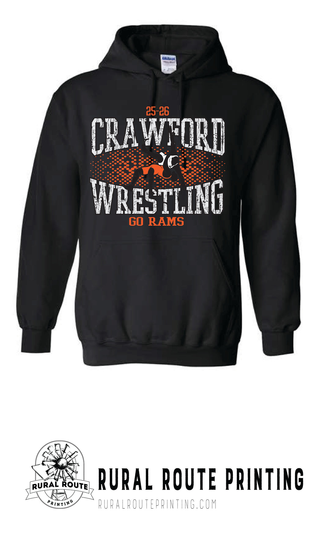 Crawford Wrestling - Shattered - Hooded Sweatshirt (18500)