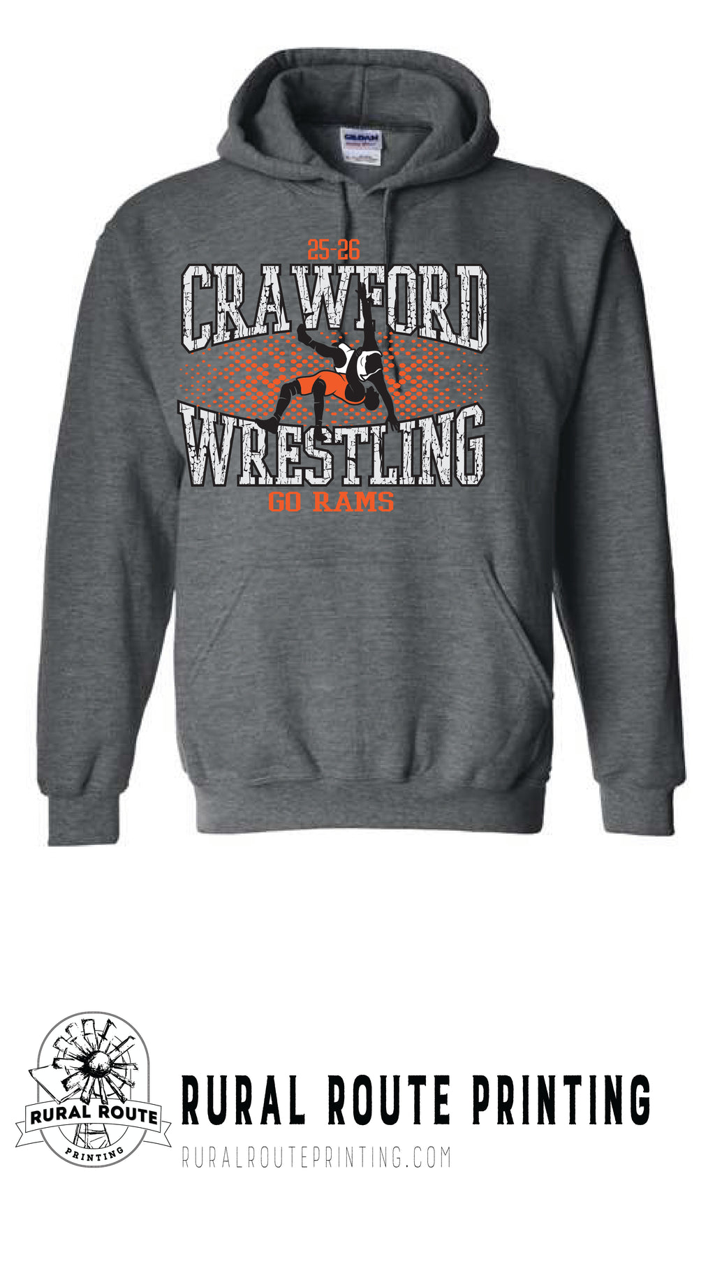 Crawford Wrestling - Shattered - Hooded Sweatshirt (18500)