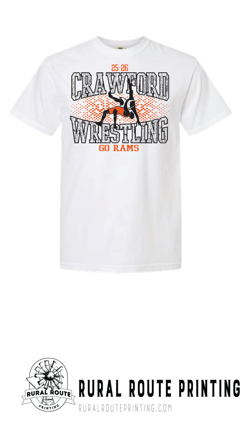 Crawford Wrestling - Shattered - Comfort Color Heavy Short Sleeve Tee (1717)