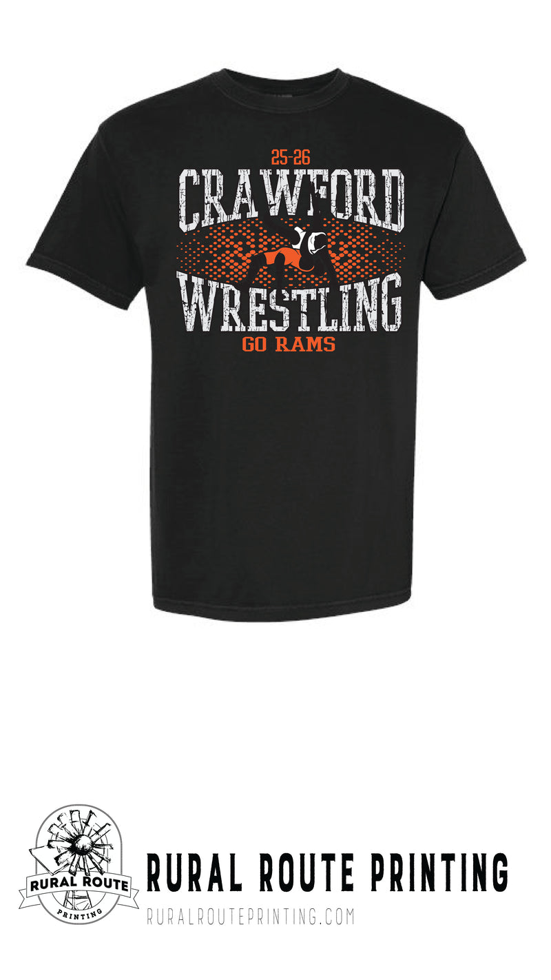 Crawford Wrestling - Shattered - Comfort Color Heavy Short Sleeve Tee (1717)