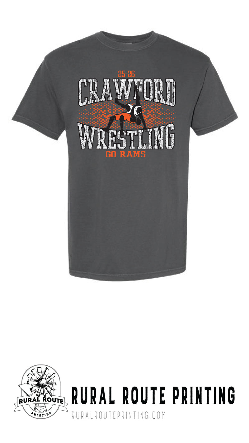 Crawford Wrestling - Shattered - Comfort Color Heavy Short Sleeve Tee (1717)