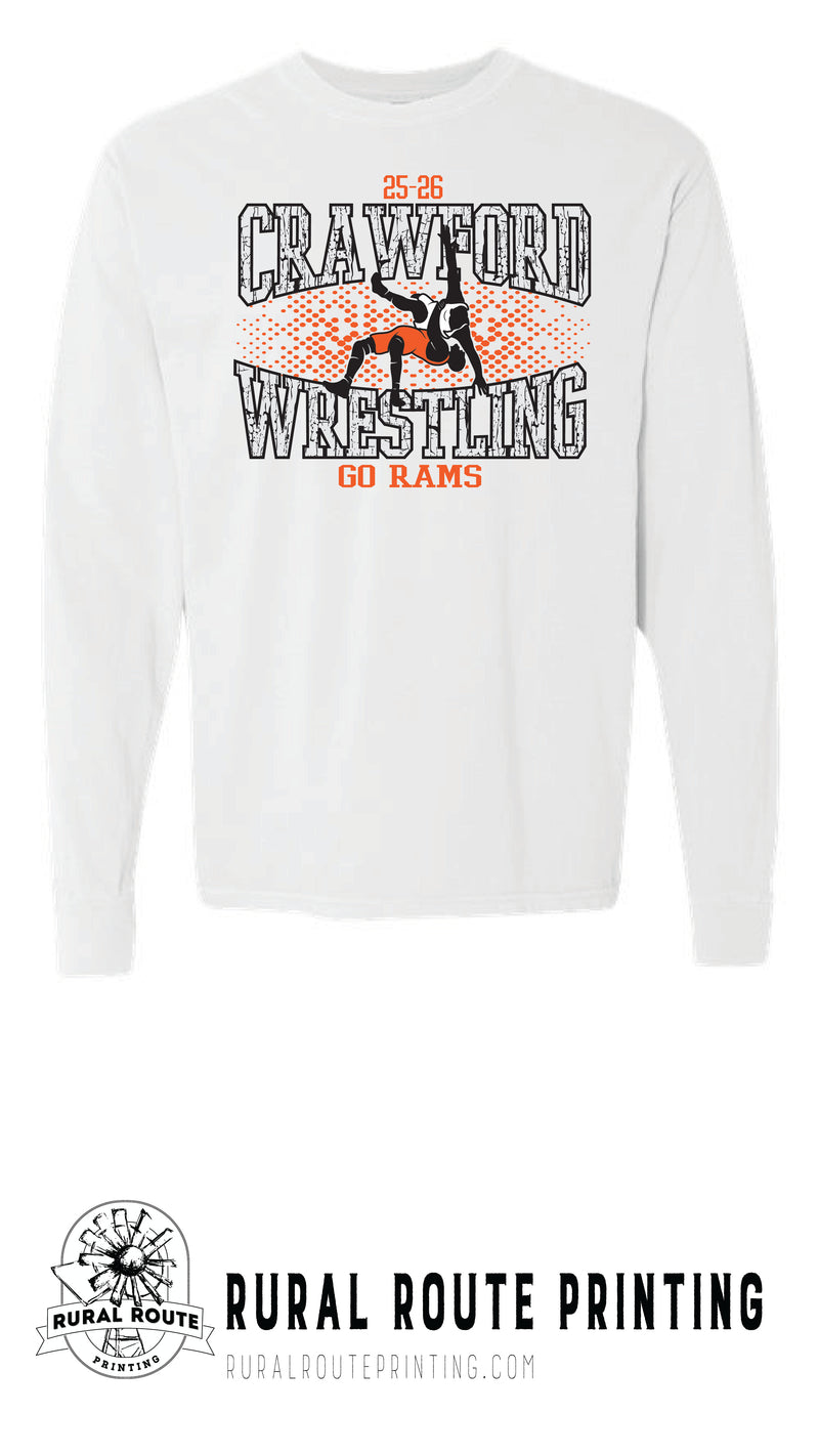 Crawford Wrestling -Shattered - Comfort Color Heavy Long Sleeve Tee (6014)
