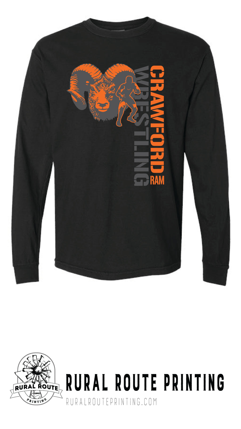 Crawford Wrestling - Wrestling - Comfort Color Heavy Long Sleeve Tee (6014)