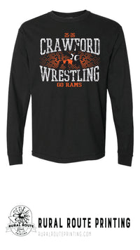Crawford Wrestling -Shattered - Comfort Color Heavy Long Sleeve Tee (6014)