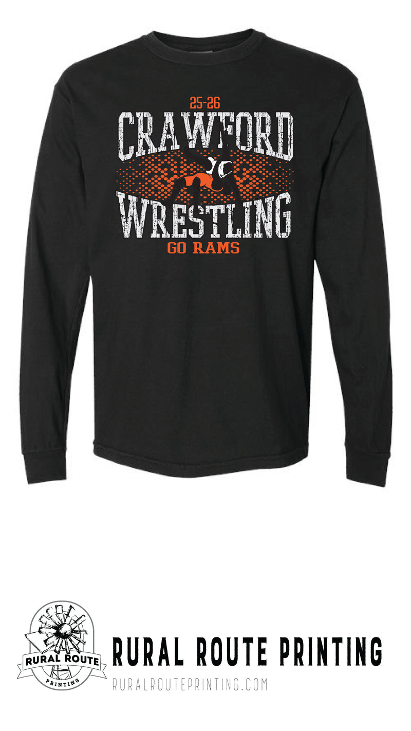 Crawford Wrestling -Shattered - Comfort Color Heavy Long Sleeve Tee (6014)