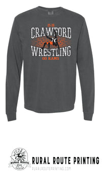 Crawford Wrestling -Shattered - Comfort Color Heavy Long Sleeve Tee (6014)