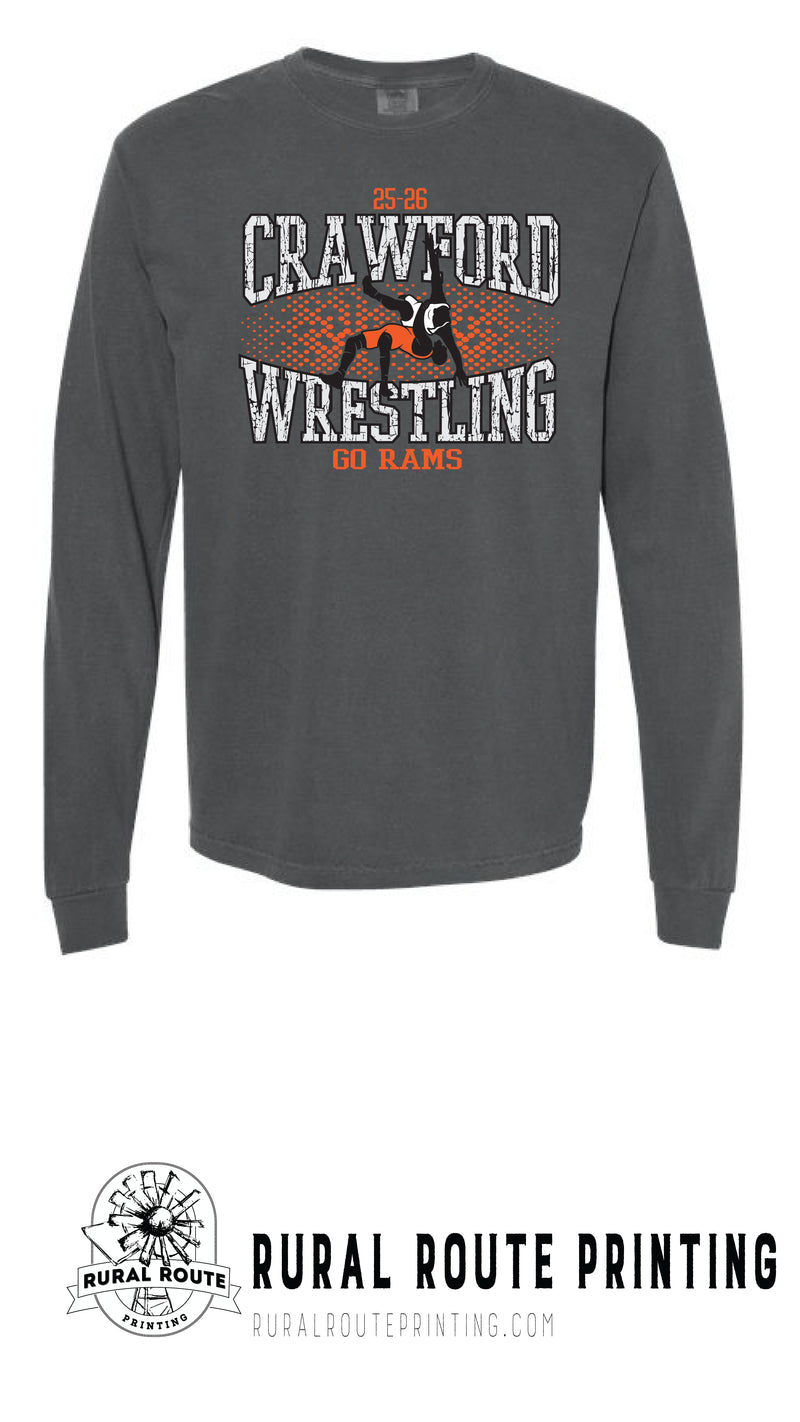 Crawford Wrestling -Shattered - Comfort Color Heavy Long Sleeve Tee (6014)