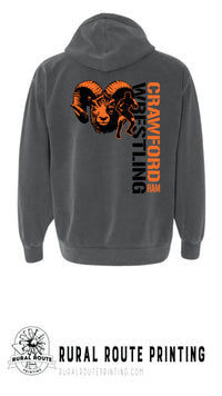 Crawford Wrestling - Wrestling - Comfort Color Heavy Hoodie (1567)