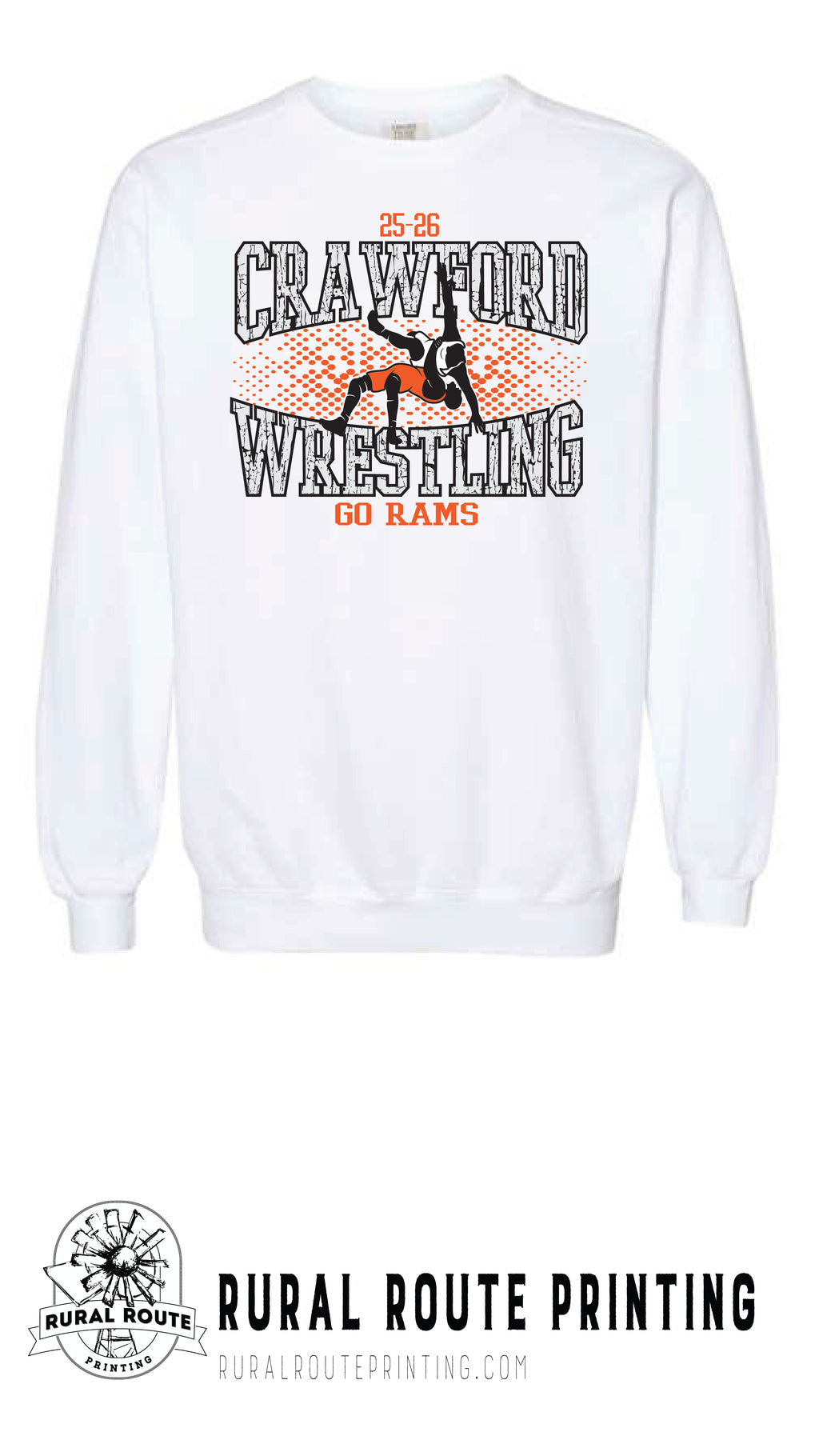 Crawford Wrestling - Shattered - Comfort Color Heavy Crew (1566)