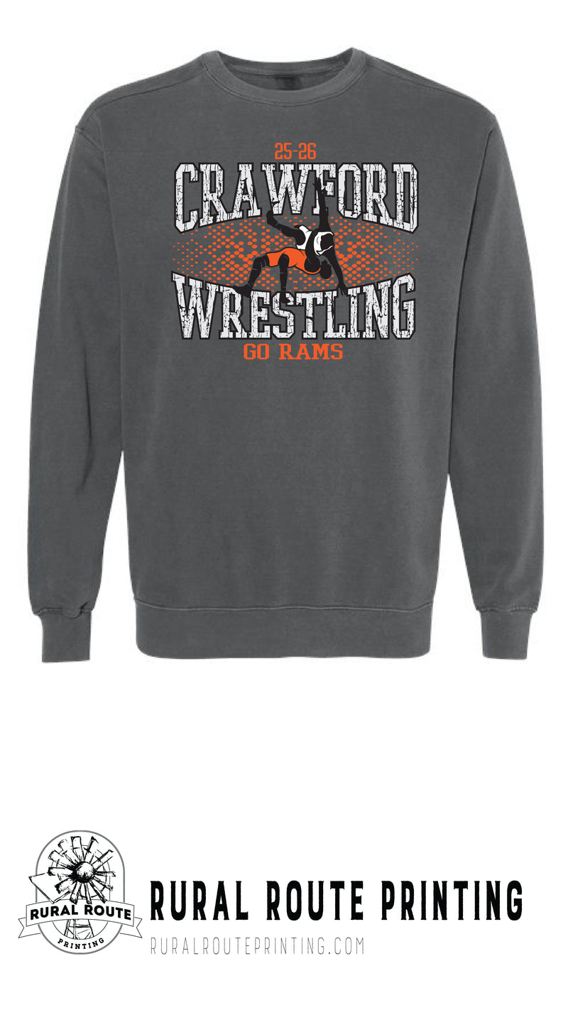 Crawford Wrestling - Shattered - Comfort Color Heavy Crew (1566)