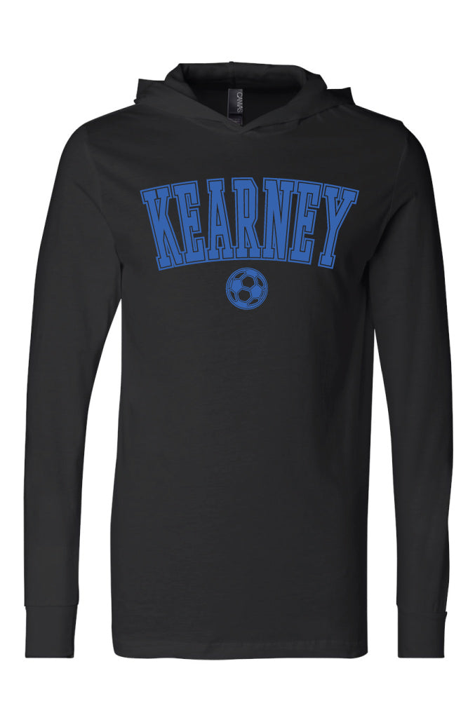 Kearney Soccer - Arched - BELLA + CANVAS - Jersey Hooded Long Sleeve Tee - 3512
