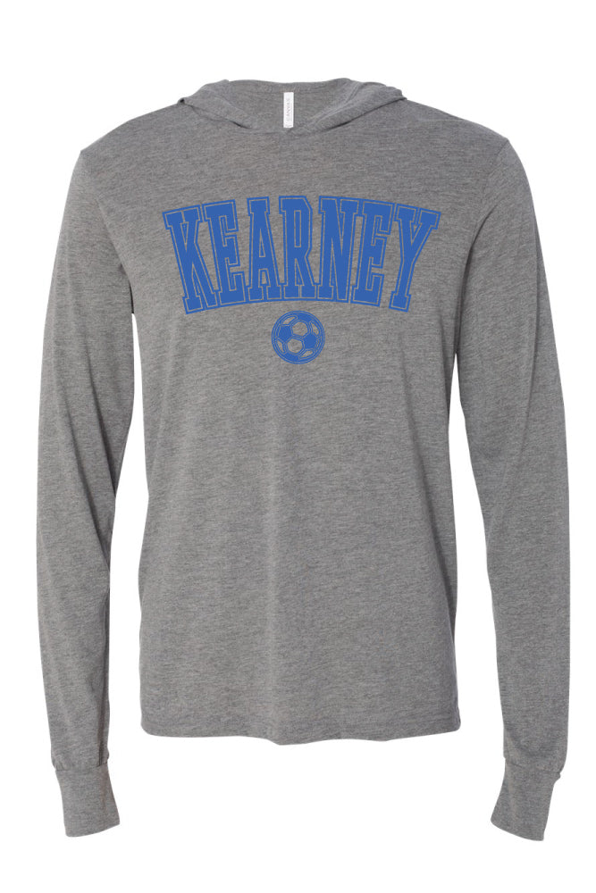 Kearney Soccer - Arched - BELLA + CANVAS - Jersey Hooded Long Sleeve Tee - 3512