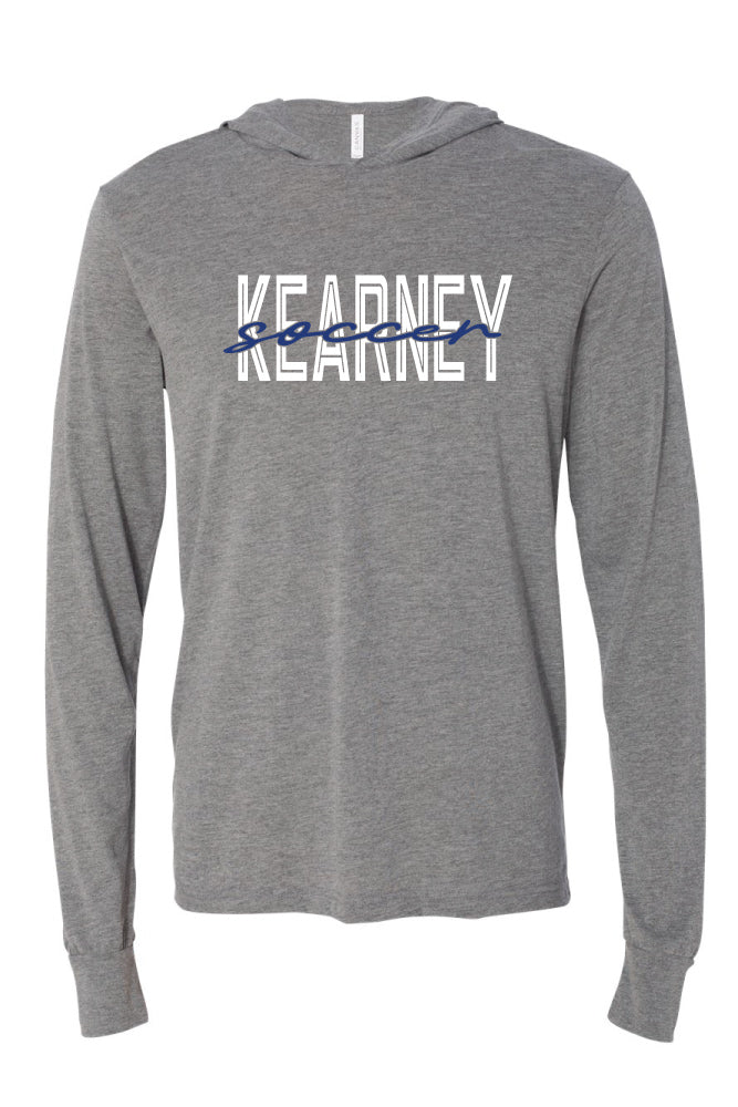 Kearney Soccer - Script - BELLA + CANVAS - Jersey Hooded Long Sleeve Tee - 3512