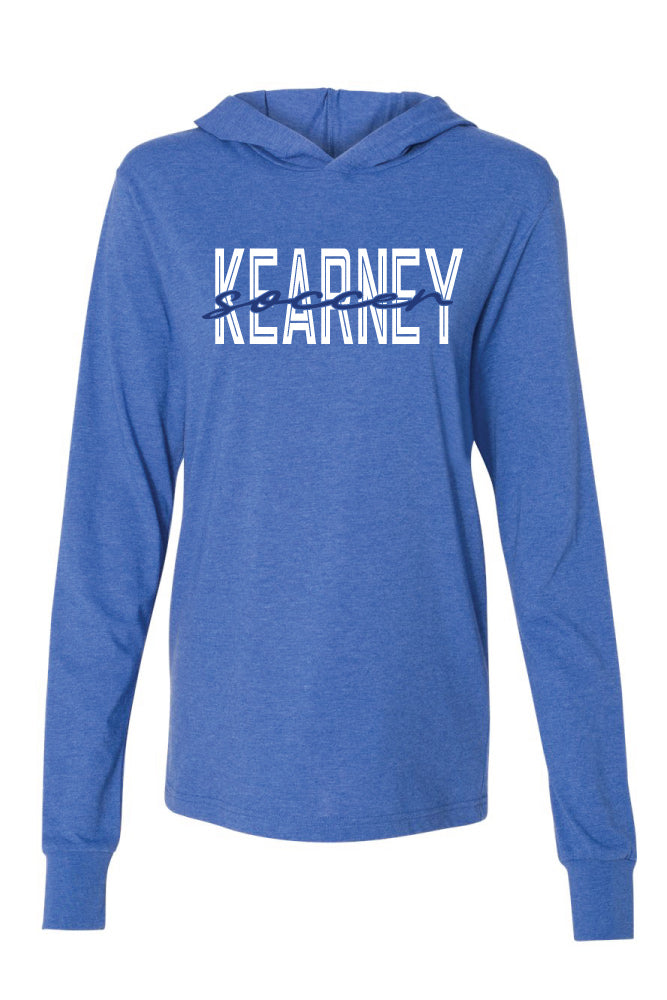 Kearney Soccer - Script - BELLA + CANVAS - Jersey Hooded Long Sleeve Tee - 3512