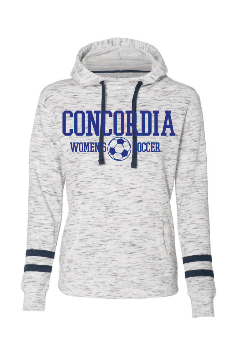 Concordia Soccer Stacked - J. America Women's Striped Hoodie (8674)